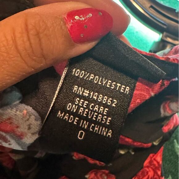 Torrid Plus Size Black & Red Rose Faux Wrap Blouse – Romantic Floral Top - Picture 5 of 8